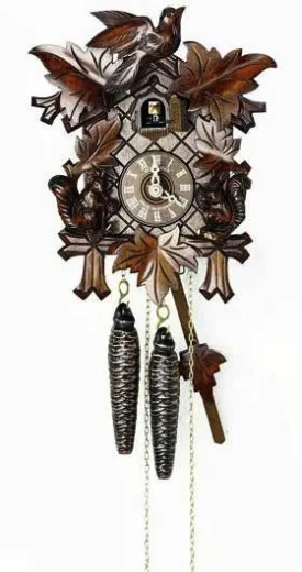 12" Black Forest Bird with Squirrels German Cuckoo Clock