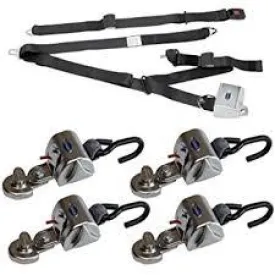 4 QRT Standard Retractors with Slide 'N Click fittings; and Retractable Lap & Shoulder Belt Combo | Q-8200-A1-SC