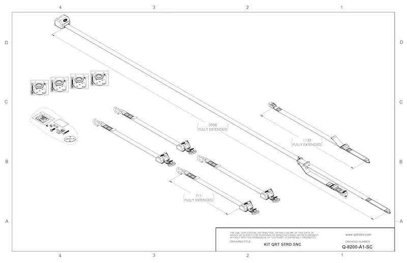 4 QRT Standard Retractors with Slide 'N Click fittings; and Retractable Lap & Shoulder Belt Combo | Q-8200-A1-SC