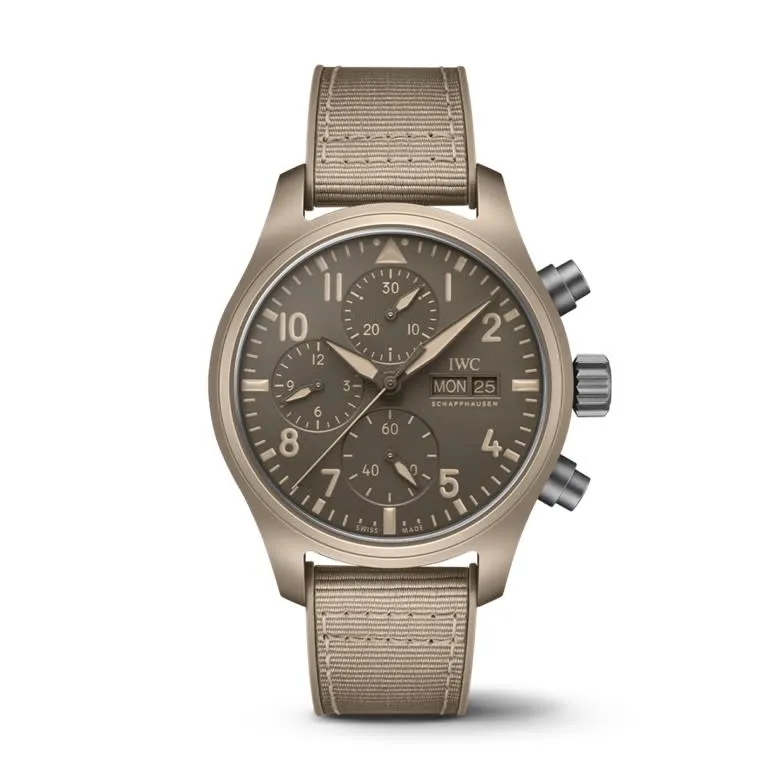 45.5mm CERAMIC PILOT'S WATCH CHRONOGRAPH TOP GUN EDITION "MOJAVE DESERT" BROWN DIAL WITH BEIGE STRAP