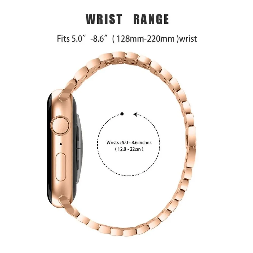 Apple Watch (41mm) five bead shiny rhinestone watch strap - Rose Gold / Rose / Rose Pink