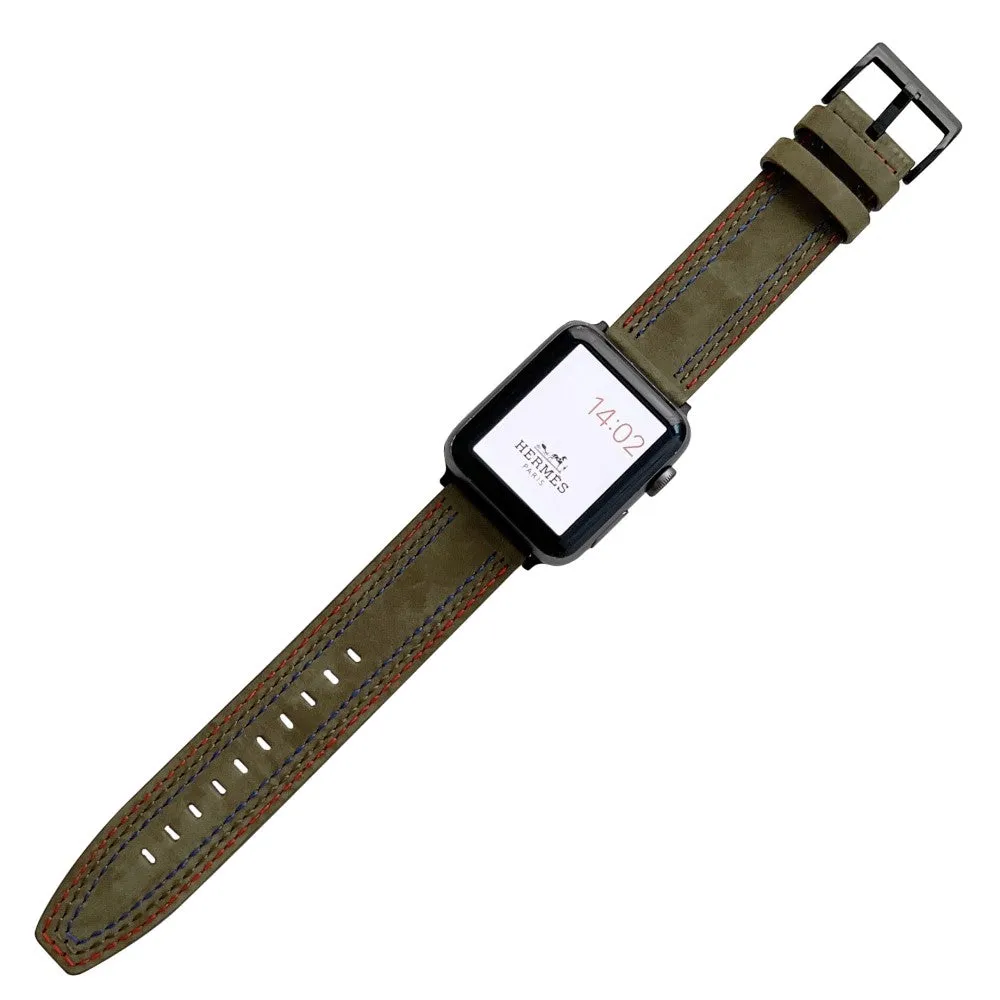 Apple Watch (45mm) stylish genuine leather watch strap - Green