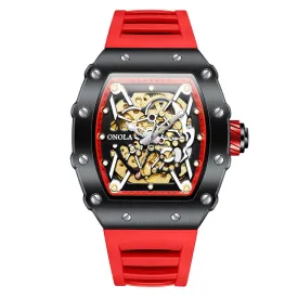 Automatic Mechanical Watch Silicone Band Fashion Waterproof Sports Watch for Men