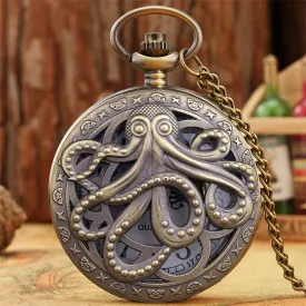 Bronze Octopus  Quartz Movement Pocket Watch