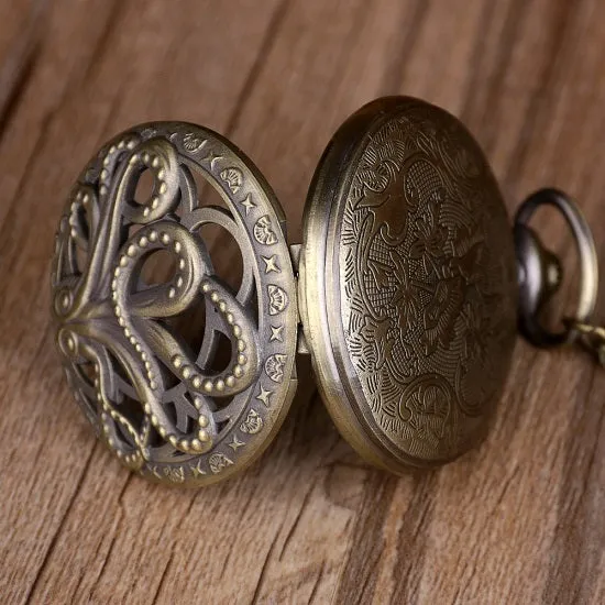 Bronze Octopus  Quartz Movement Pocket Watch