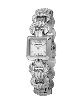 Bruno Magli Womens Mira Petite Square - Stainless Steel - Bracelet - White Dial