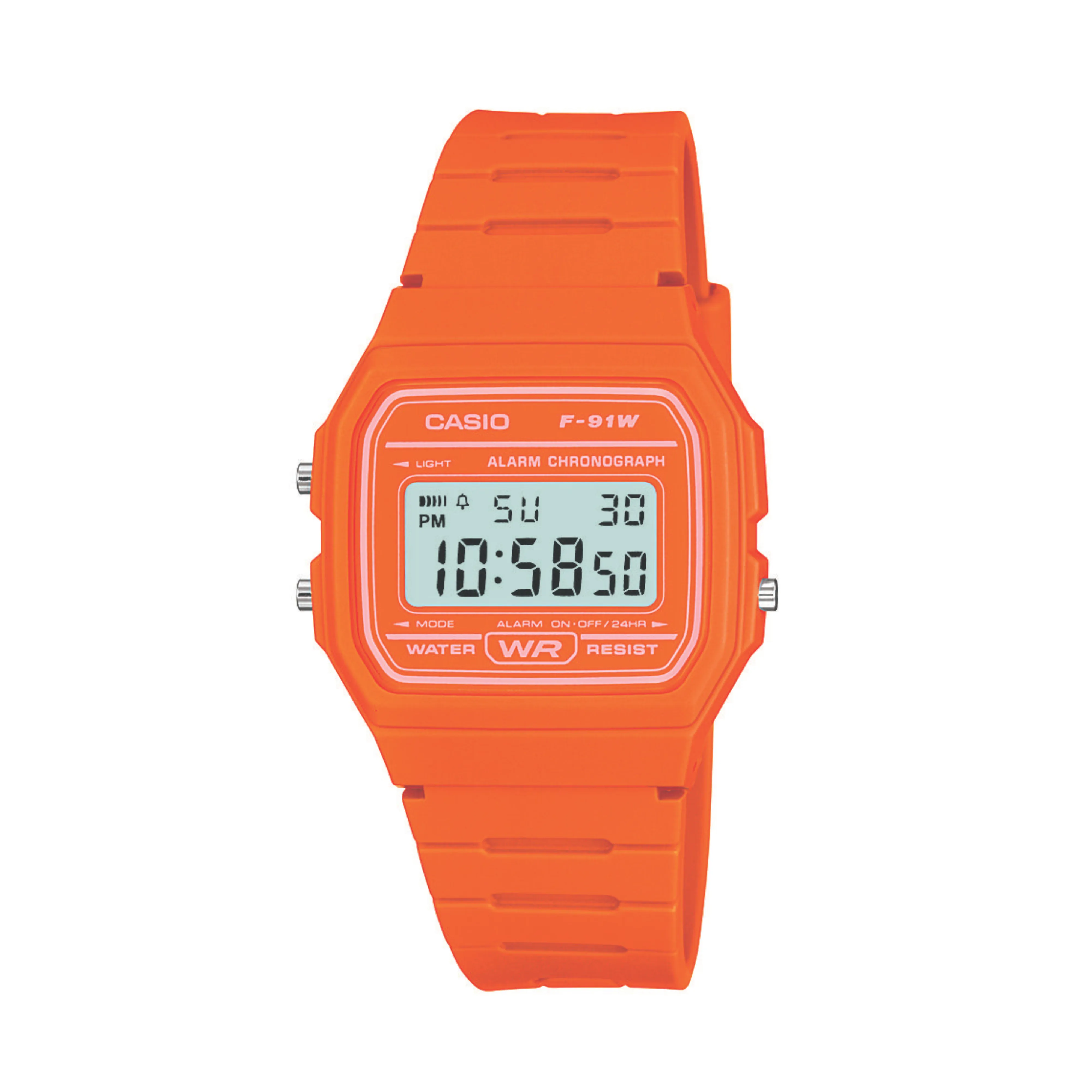 Casio Youth Rectangle Orange Resin Band Watch F91WC-4A2