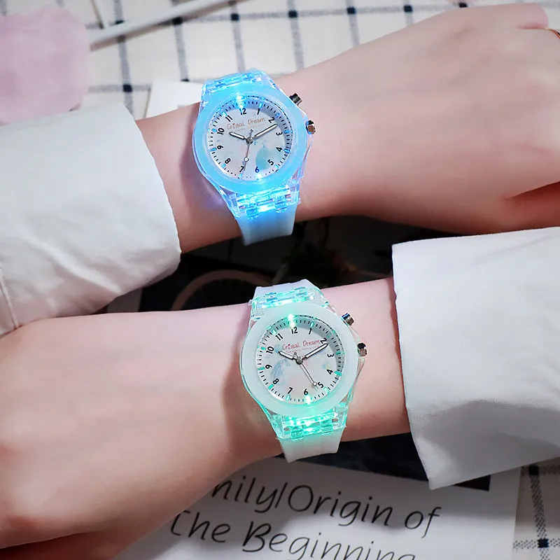 Children's Watch Luminous Led Watch Boys and Girls Primary School Student Watch Cartoon Luminous Fashion Watch