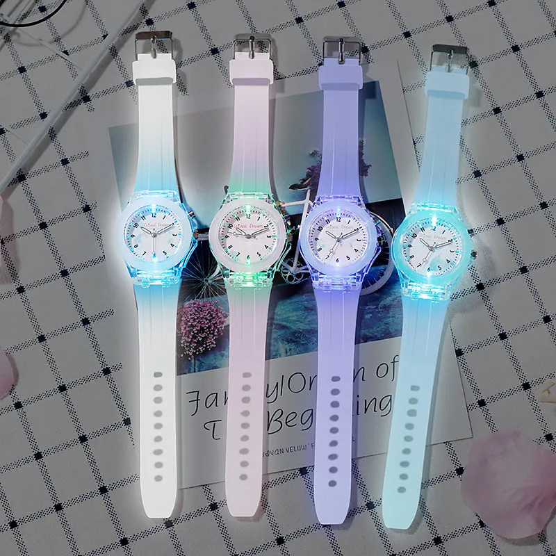 Children's Watch Luminous Led Watch Boys and Girls Primary School Student Watch Cartoon Luminous Fashion Watch