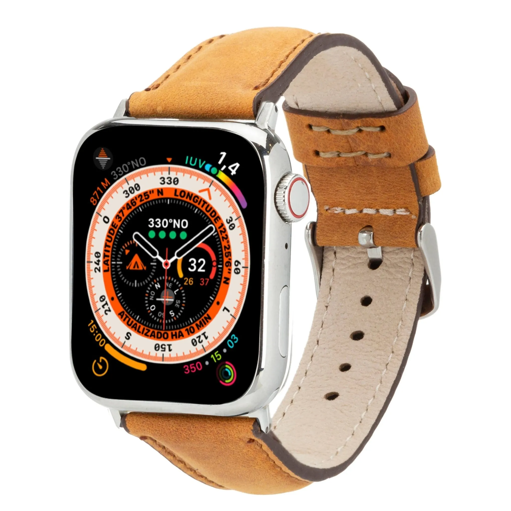 Classic Band for Apple Watch 40mm / 41mm, Golden Brown, Silver Hardware