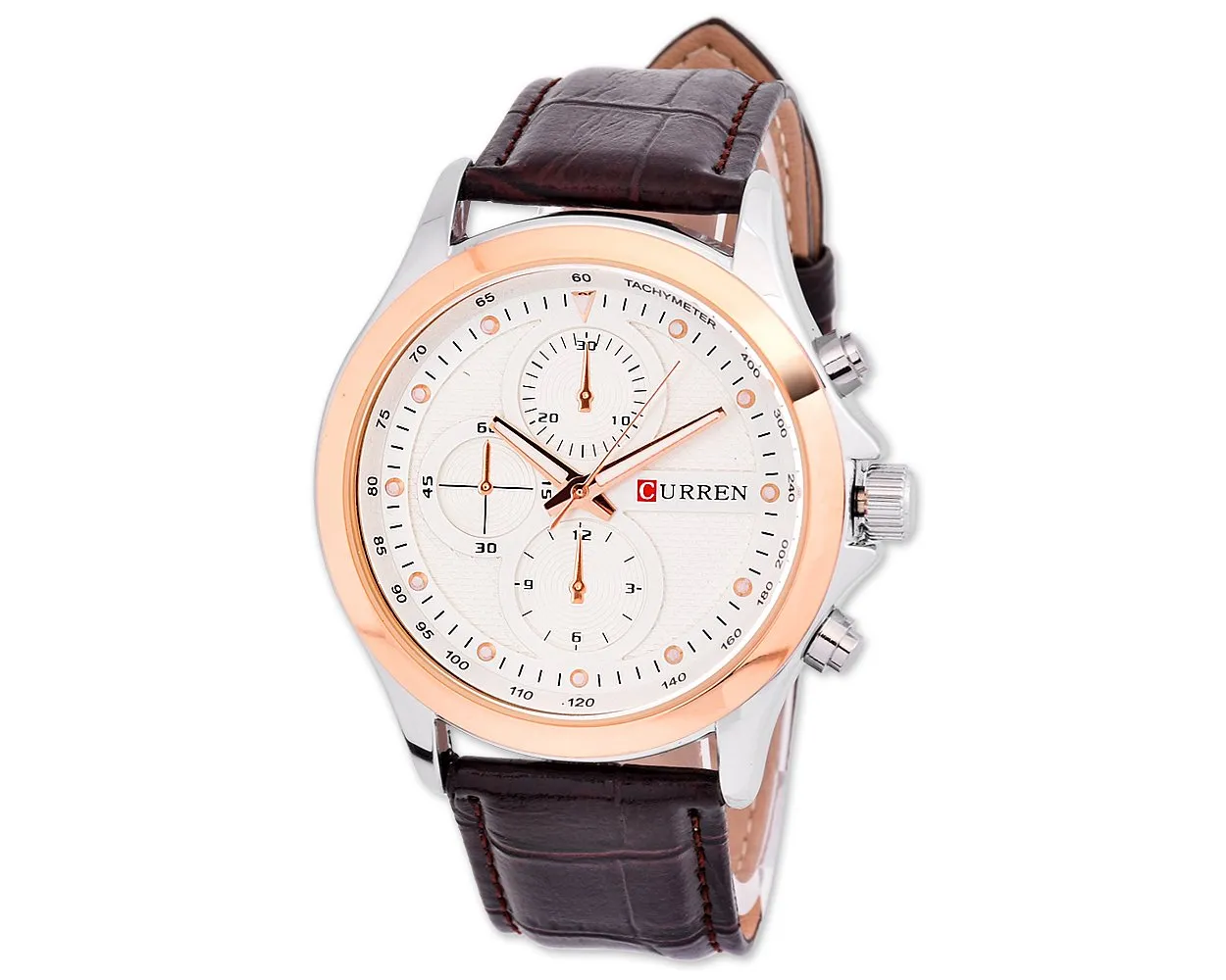 CURREN Captain Leather Band Quartz Men's Casual Wrist Watch