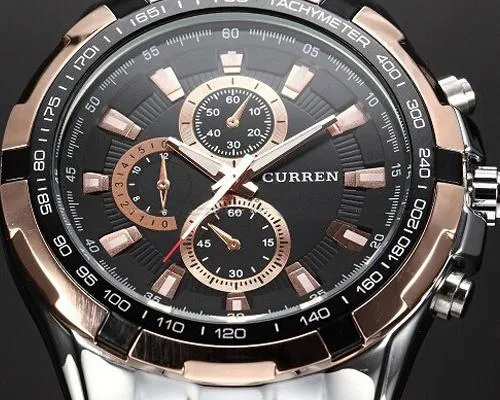 CURREN Quartz Stainless Steel Tachymeter Analog Mens Sport Watch