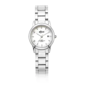 Eclipse Crystal Set Mother of Pearl Dial Silver Tone Watch