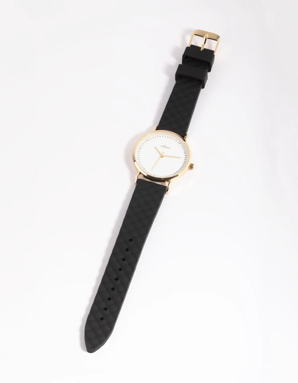 Gold & Black Diamante Watch