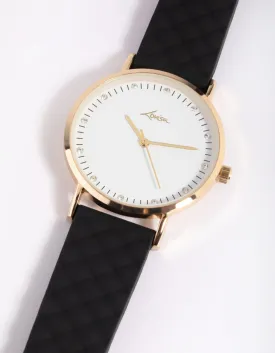 Gold & Black Diamante Watch