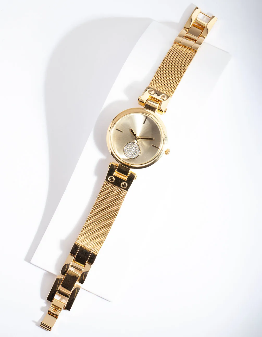 Gold Diamante Circle Watch