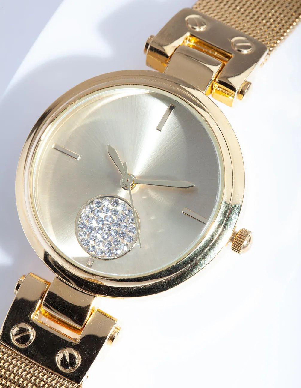 Gold Diamante Circle Watch