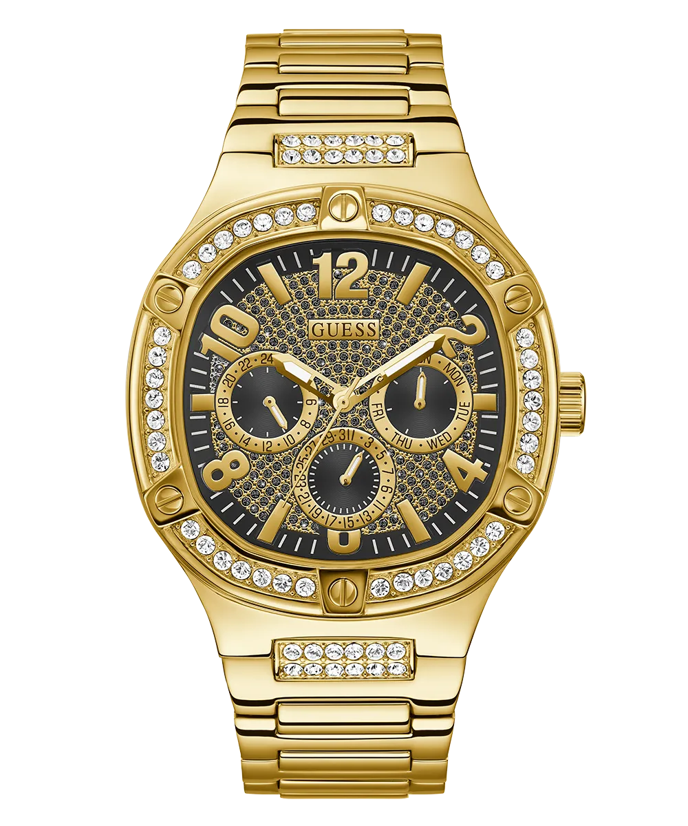 GUESS Mens Gold Tone Multi-function Watch