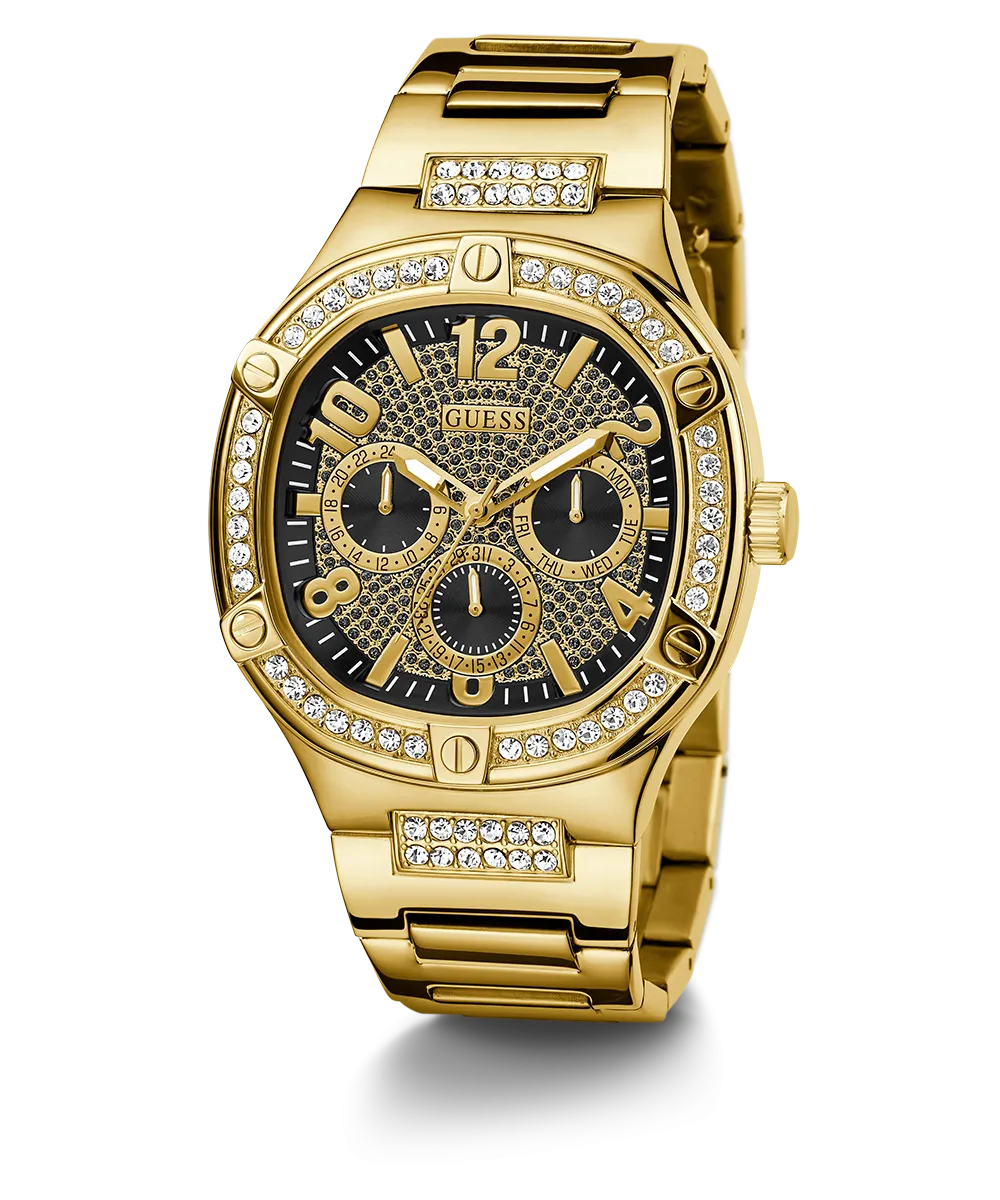 GUESS Mens Gold Tone Multi-function Watch