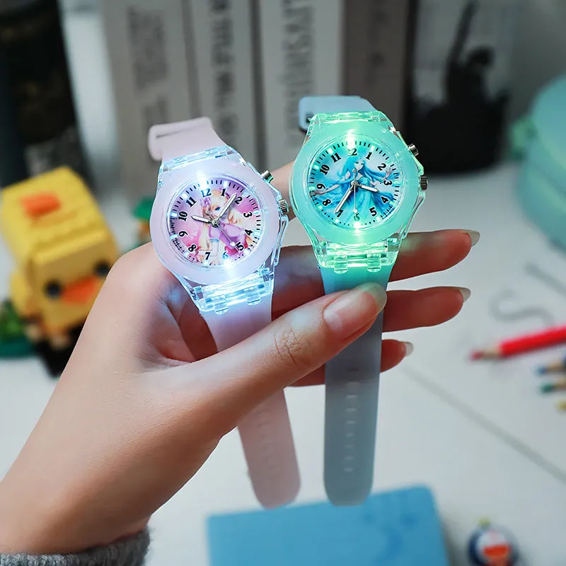 Luminous Flashing Light Ice Princess Watch Student Children Electronic Watch