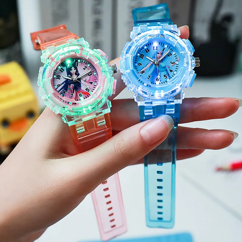 Luminous Flashing Light Ice Princess Watch Student Children Electronic Watch