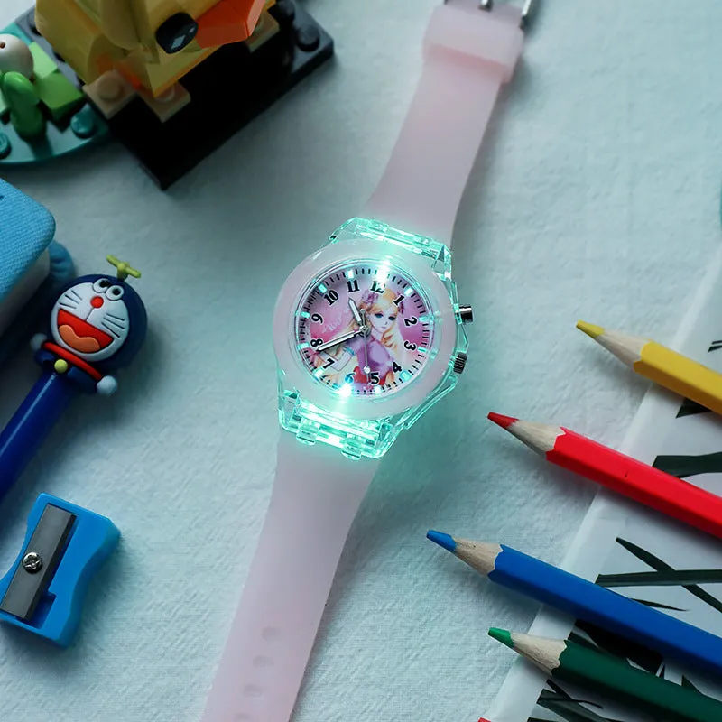 Luminous Flashing Light Ice Princess Watch Student Children Electronic Watch