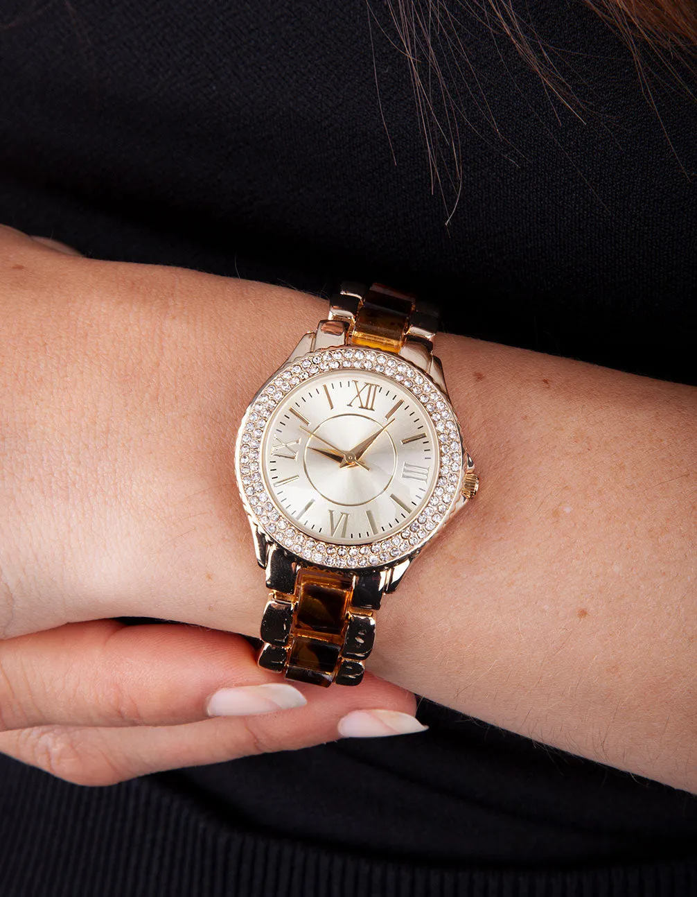 Luxe Gold Tortoiseshell Watch