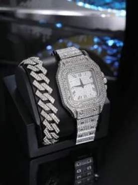 Luxury Iced Out Silver Watch