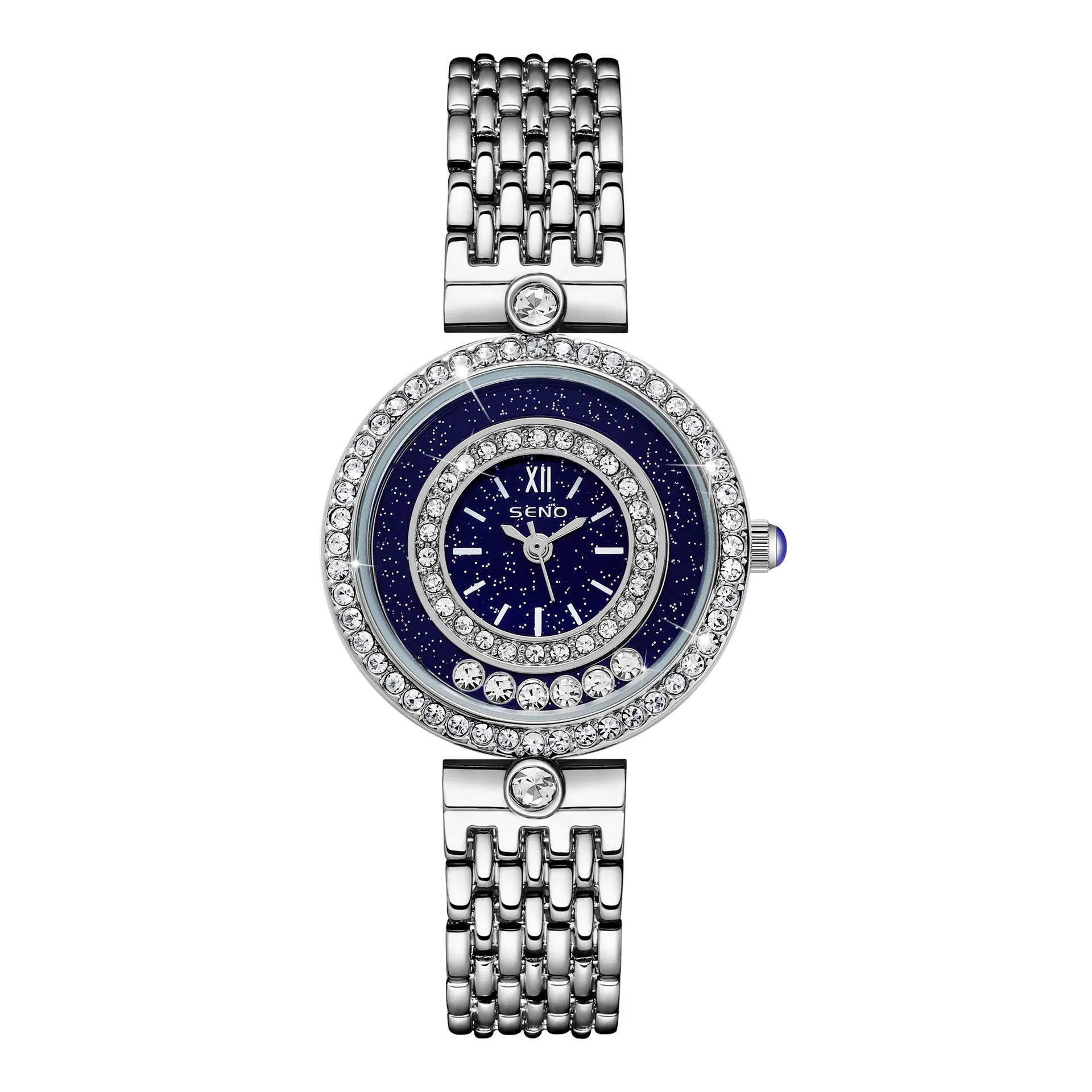 Luxury Starry Diamond Women's Quartz Watch Waterproof Watch with Steel Strap