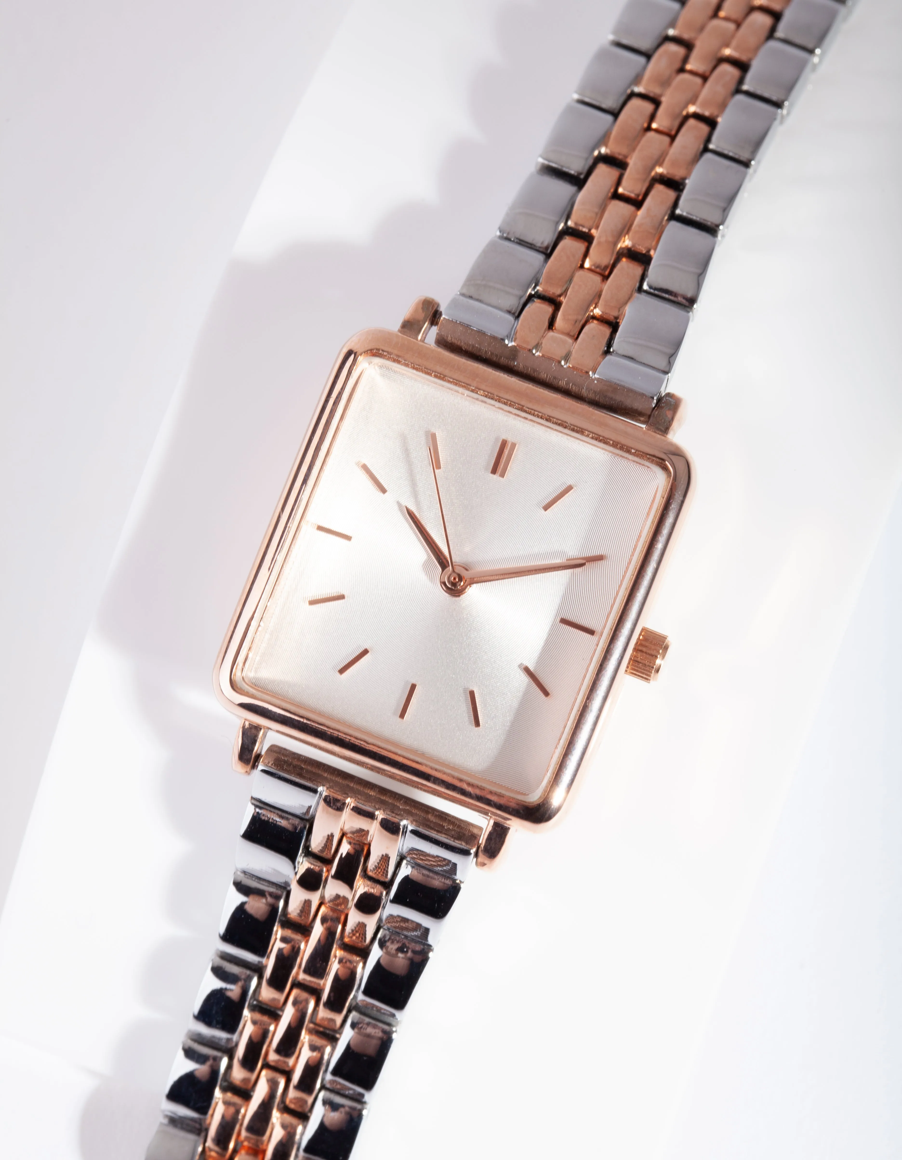 Mixed Metal Square Two Tone Watch