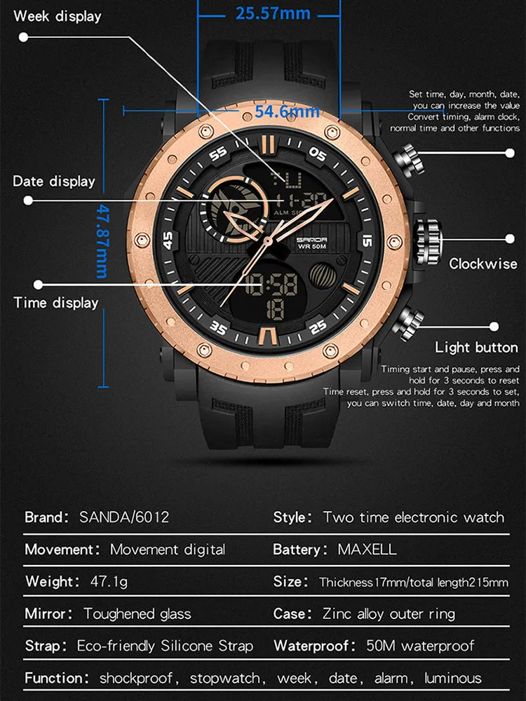 Multi-Functional Dual Display Luminous Smart Watch Waterproof Outdoor Sports Watch