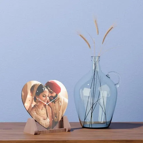 Partymasti.com Personalised Heart Shaped Table Clock, 20.32 x 20.32 cm, for Home, Office, Birthday, Anniversary