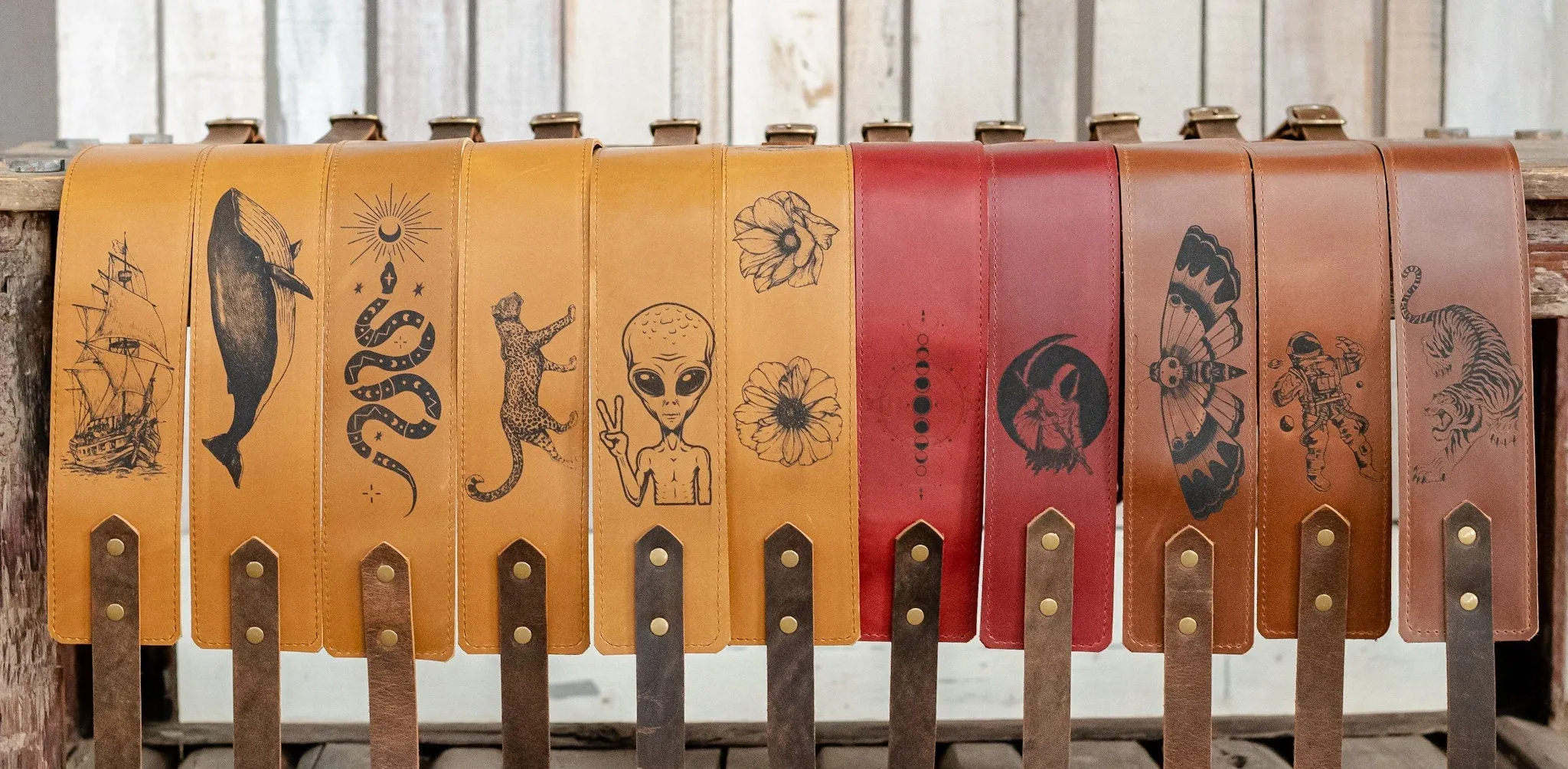 Personalized Leather Guitar Strap |  Handmade Banjo Strap  | Made in USA