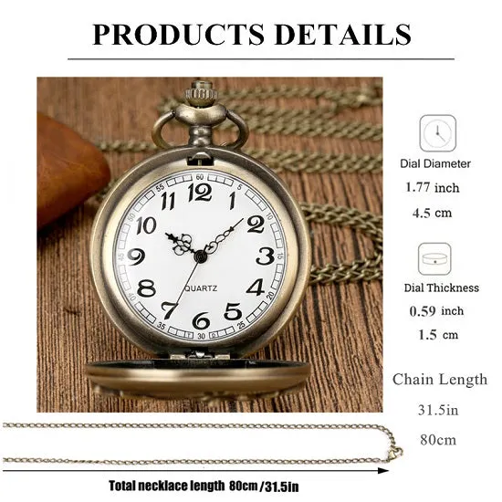 Pocket Watch Bronze Quartz Movement with Zodiac Signs