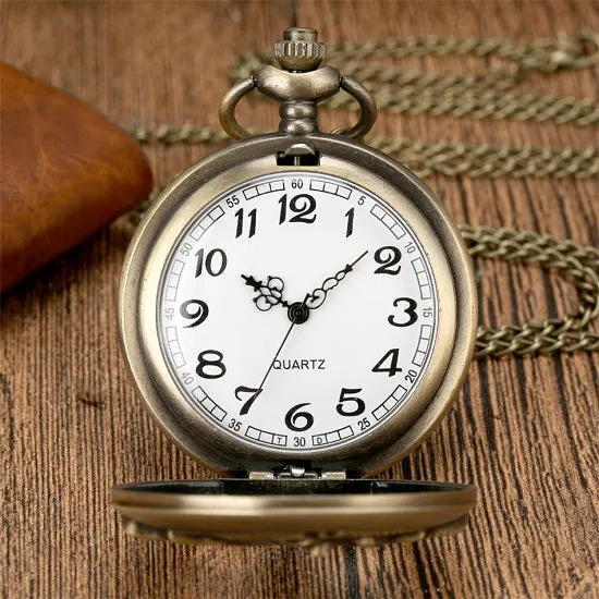 Pocket Watch Bronze Quartz Movement with Zodiac Signs