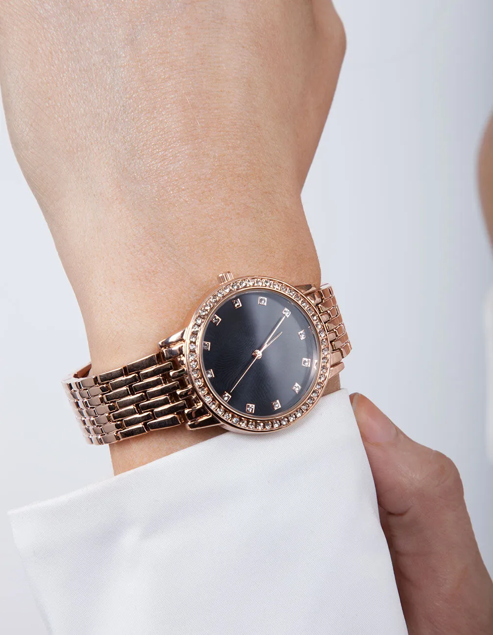 Rose Gold Diamante Classic Watch