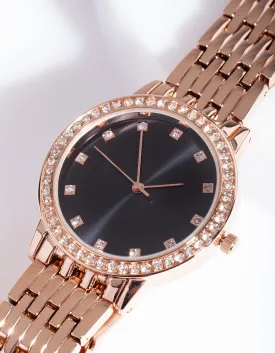 Rose Gold Diamante Classic Watch