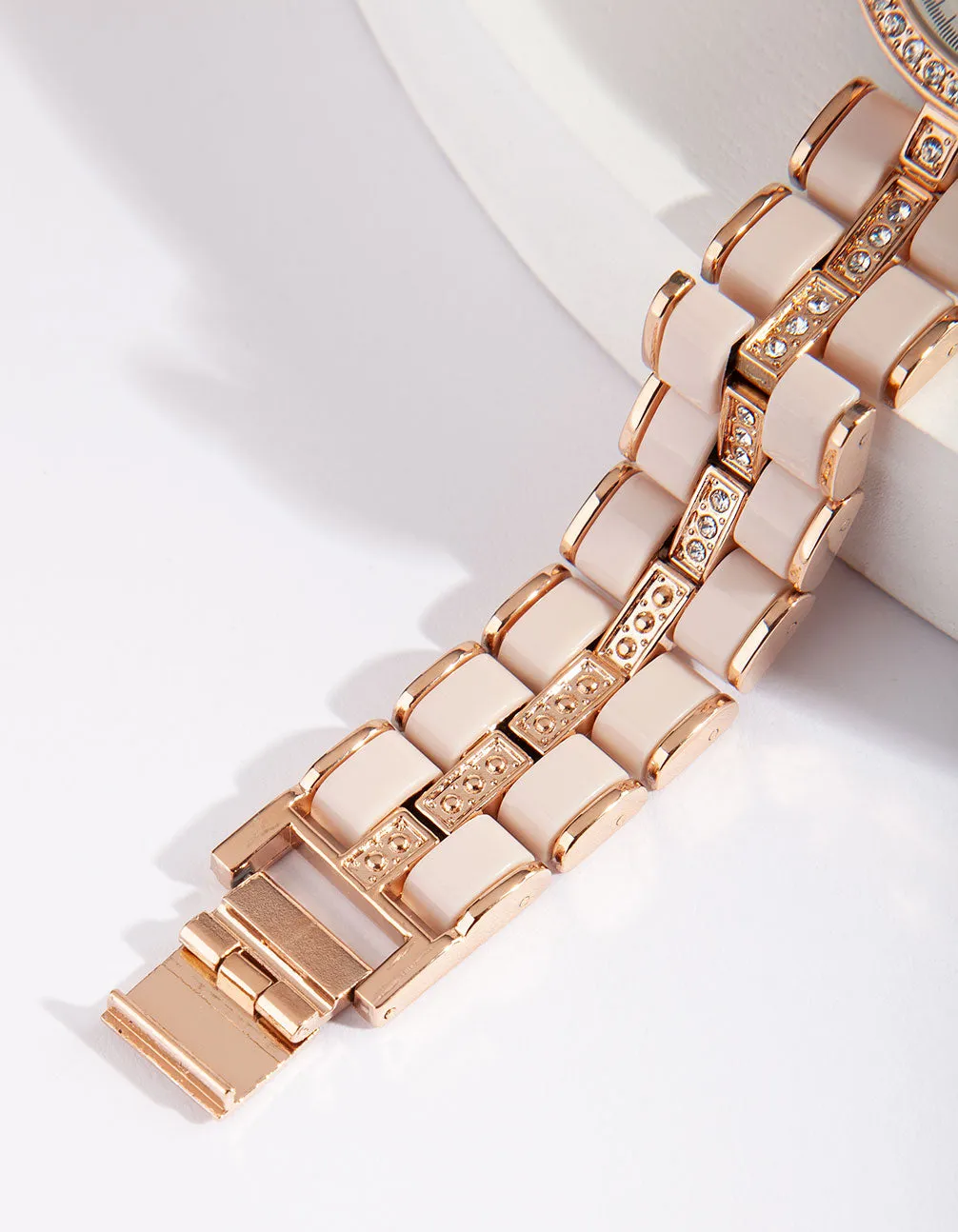 Rose Gold Pink Coated Link Watch