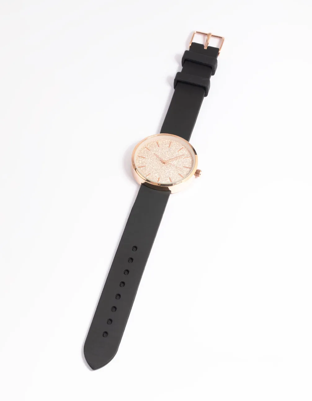 Rose Gold Sparkle Silicon Strap Watch