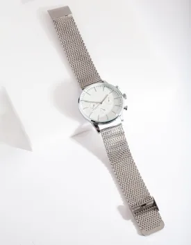 Silver Chunky Mesh Watch