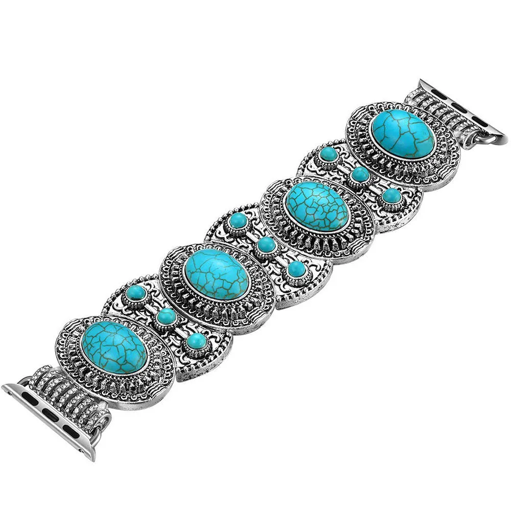 Stretchy Boho Band with Natural Turquoise for Apple Watch