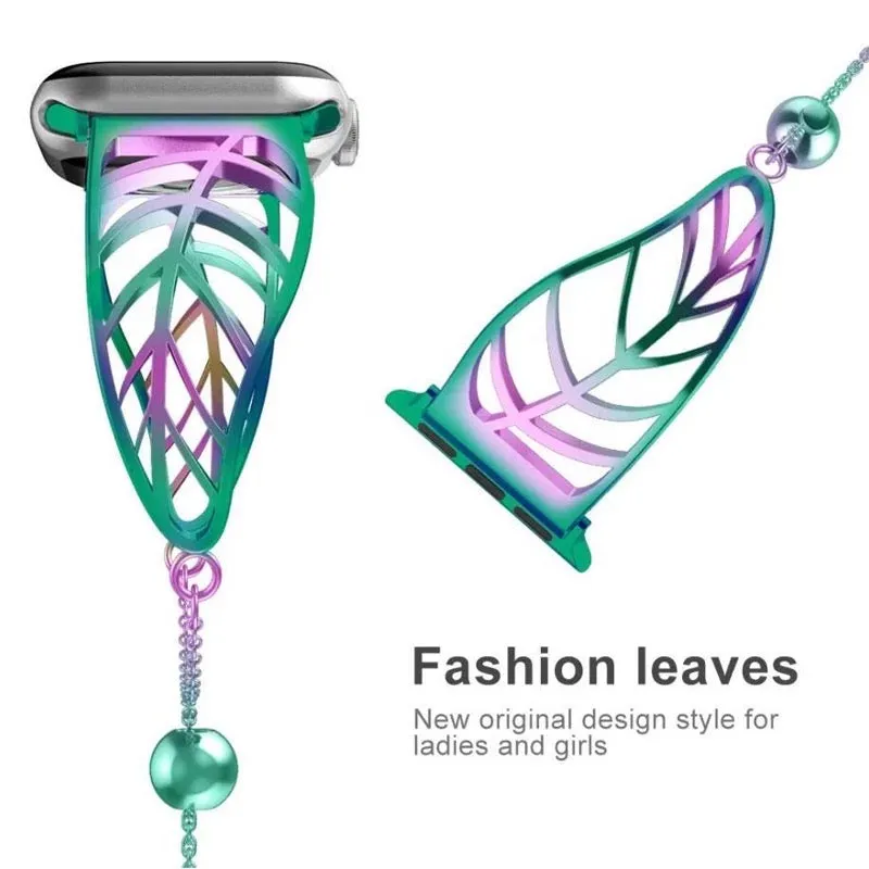 Tie Dye Stainless Steel Leaf Bracelet Band For Apple Watch