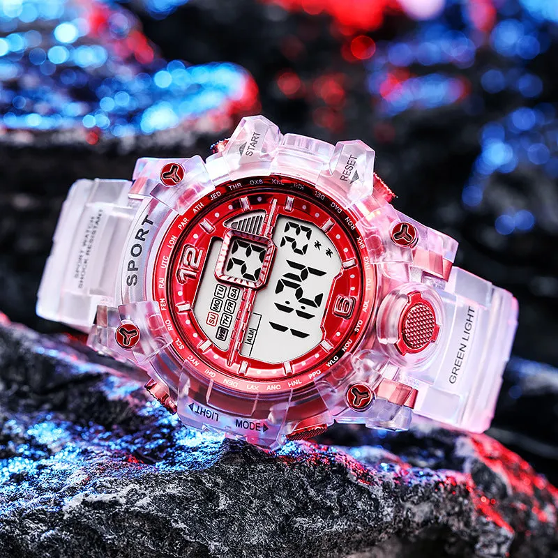 Translucent Youth Student Electronic Watch Unisex Fashion Waterproof Sports Watch