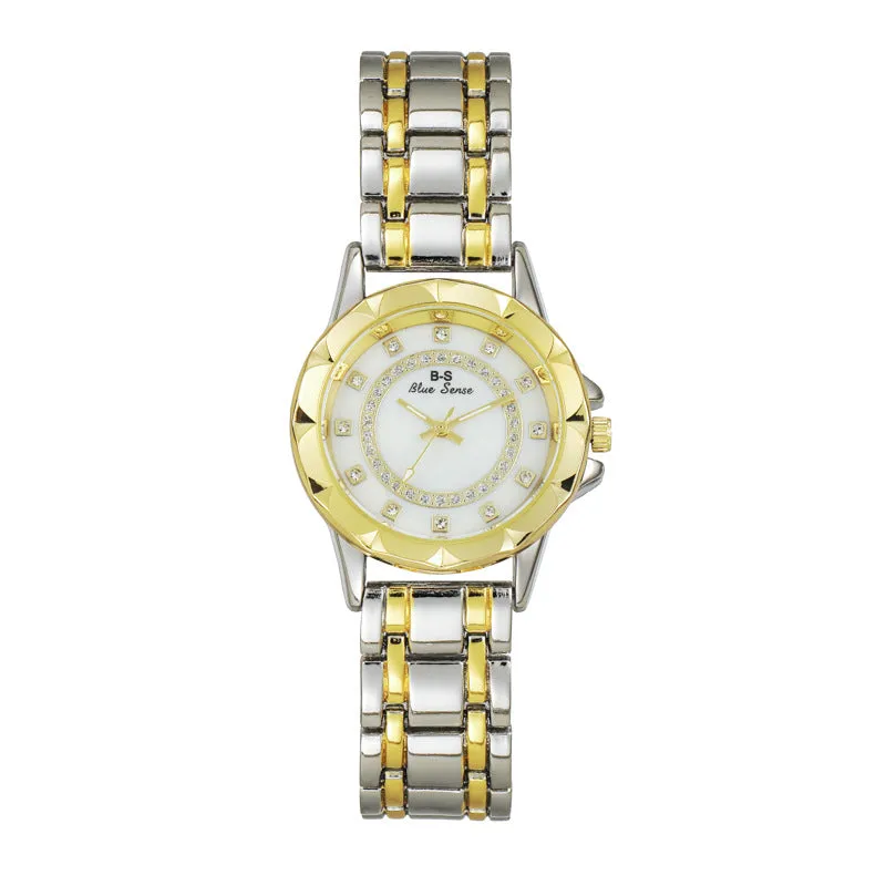 Trendy Steel Watch Simple Lady Temperament Gold Watch round Dial Full Diamond Quartz Watch