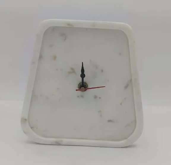 VR SOURCING White Marble Table Clock