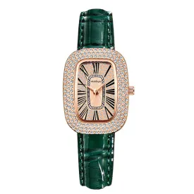 Women's Watch Manufacturer Live Streaming on Kwai Full Diamond Quartz Big Diamond Belt Small Green Watch